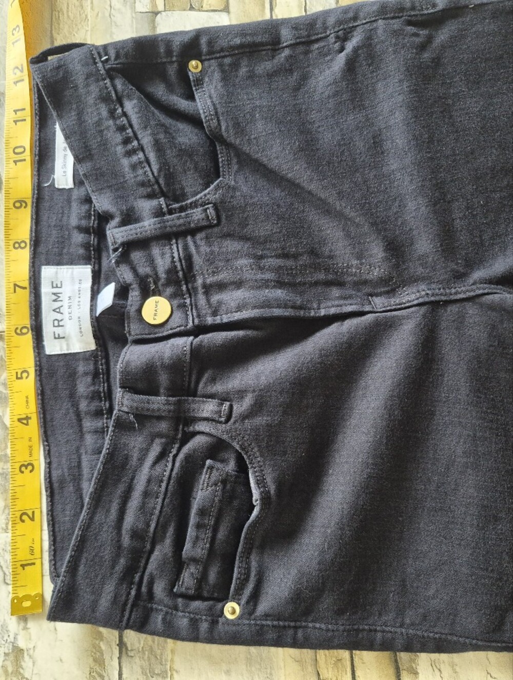 ​FRAME Jeans Women's 27 Black Film Noir Ruffle Flare Hem Bell Bottom Western - Picture 5 of 15